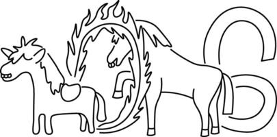 linear horses in shape of 2026 year vector