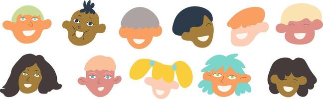 cute kids portrait set vector
