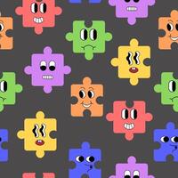seamless pattern with colored puzzle elements vector
