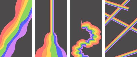 set of vertical backgrounds with rainbows vector