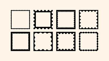 Naive-style square frames with collage vibes and cut-out texture. vector