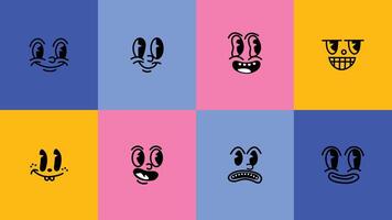 Collection of human faces with playful gestures and emotional expressions. Flat portraits in quirky doodle style for mental health, reaction, and identity visuals. vector