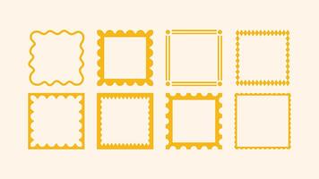 Set of naive square frames in doodle cut-out style. Ideal for labels, placards, logo decoration vector