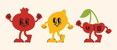 doodle style set featuring cheerful smiley characters, retro hippie vibes, and simple line illustrations for stickers and posters. vector