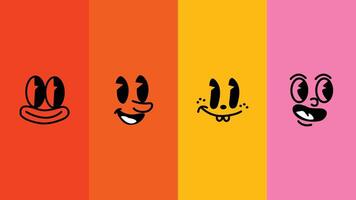 Set of cartoon faces and emotions. vector
