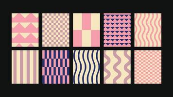 graphic prints and story backgrounds bold Y2K-inspired designs in groovy minimal style with free space for headlines, perfect for Instagram or digital posters. vector