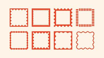 naive square frames in doodle cut-out style. Ideal for labels, placards, logo decoration vector