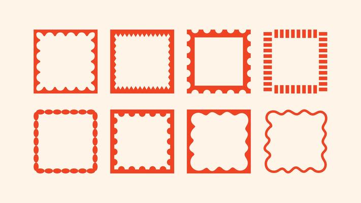 naive square frames in doodle cut-out style. Ideal for labels, placards, logo decoration