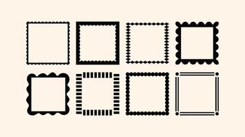 Set of square outlines and frames in childlike hand-cut style. Great for craft-inspired branding and art prints. vector