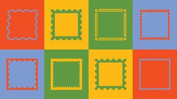 Quirky square frame set in collage-style hand-drawn cut-out look. Design accents for logos, prints vector