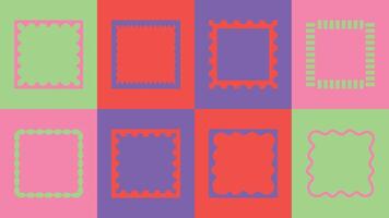 Quirky square frame set in collage-style hand-drawn cut-out look. vector
