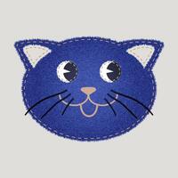Denim patch in the form of a cat head vector