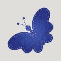 Denim patch in the form of a butterfly vector