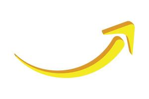 Yellow 3d curved arrow pointing right upward direction on transparent background illustration vector
