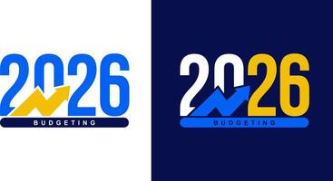 Budgeting 2026 logo design. Set of 2026 budget banner design templates. 2026 text with green and blue color. Price rise. Indicators are rising. . Design for business, government agencies. vector