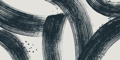 Distress damaged abstract template. Art grainy rough bold brush strokes with hand drawn texture. Black texture overlay. Retro grunge for posters, background. Old wall design, waves, curves. vector