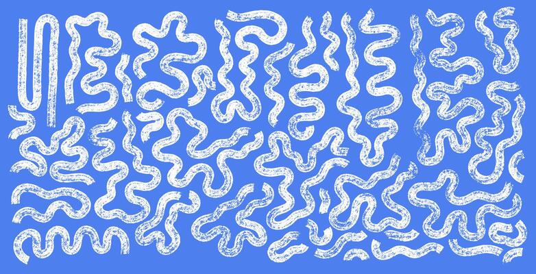 Abstract decorative with bold curved white brush lines, loops. Set of hand drawn banner design in grunge style. bold brush drawn doodle lines, geometric, messy squiggles, grunge, scribbles.