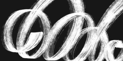 Hand drawn white spiral brush stroke with spray texture. Distress damaged edge old banner with spiral bold line. Vintage poster background. grainy brush strokes texture with scattered tiny dots vector