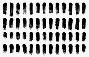 Set of black short brush stroke. Hand drawn funky naive art banner design with regular vertical dashes. rough grunge thick paint lines texture. Grunge playful brush strokes, wrapping paper, box vector