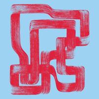 red sketchy bold horizontal and vertical lines. Paint bold brush strokes straight, wide, broken closed line. Hand drawn thick grunge self-intersecting line. Art background. vector