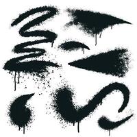 Grunge splash effect set. Hand drawn splattered black ink particles, drops. Brush stroke drawn blots, spray strokes. Ink black splashes stencil. Graffiti spray texture. grunge design elements. vector