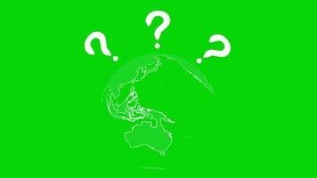 Abstract Globe with Question Marks on Bright Green Background video