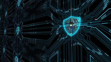 Digital Shield Technology with Cyber Circuits in Blue Glow video
