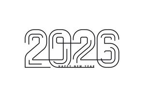 Happy New 2025 Year typography logo design. The flat design of the rooms is made with thin lines. Minimalist illustration of dynamic geometry shapes style black numbers 2025. vector
