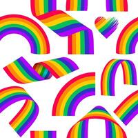 Seamless pattern Happy pride month 2024. Diverse colorful rainbow doodle background. Multicolor rainbows cartoon in funny hand drawn style. LGBT issues of diversity spectrum illustration. vector