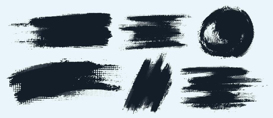 Set of glitch distorted grunge old shape. black noise grunge logo. Modern trendy defect error shapes. Grunge textured. Glitch frame illustration. Collection of distressed effect shapes.