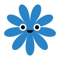 Abstract cartoon flower with geometric petals and joyful smile. Modern and decorative emoji-style illustration vector