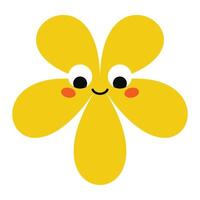 Flirty flower character with dreamy eyes and a playful smile. A colorful and minimal cartoon design full of charm vector
