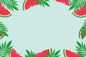 Watermelon Leaves Frame with Copy Space for Text Flat Illustration. vector