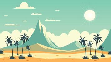 Minimalistic safari illustration with mountain view flat . vector