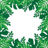 Tropical Leaves Frame with Copy Space for Text Flat Illustration. vector
