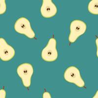 Yellow summer pear pattern on blue background. Simple seamless pattern with pears. design for greeting card and invitation for seasonal summer vacation vector