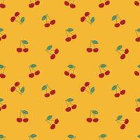 Cherry blossom pattern on yellow background, wrapping paper, textile fabric print illustration. vector