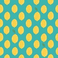 Lemon summer pattern on blue background. Simple seamless pattern with lemons. Cute fruit print. vector