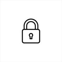 Closed Padlock Security Line Symbol vector