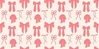 Seamless pattern pink bow vector