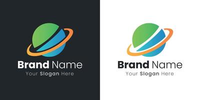 Abstract Planet Logo Design for Brand Identity Emphasizing Global Reach and Connectivity vector