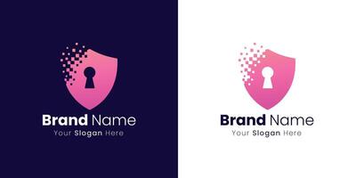 Creating a Secure Shield with Digital Pixels Logo Design and Brand Identity Concept vector