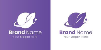Elegant Logo with Abstract Planet and Leaf Symbolizing Growth and Cosmic Connection vector