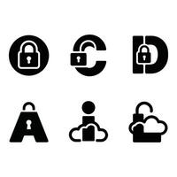 Secure data and cloud access solutions in bold black glyphs vector