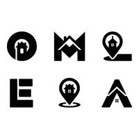 Home and location logo design creative letter marks minimal vector