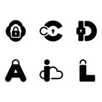 Secure data storage in a minimal black glyphs for cloud tech vector