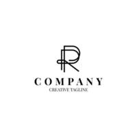Letter R monogram minimalist logo design in line style vector