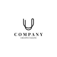 Letter U minimalist logo design in line style vector