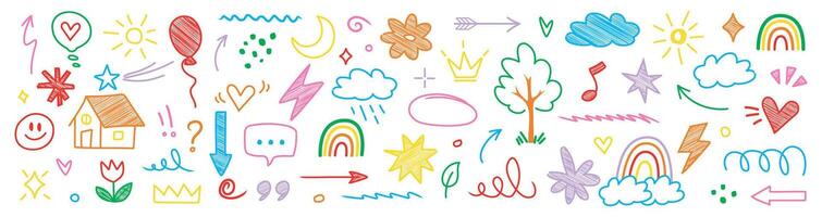 Collection of line marker hand drawn brush arrow element set. Sketch pencil stroke graphic pen underline scribble icon. Hand drawn line heart vector