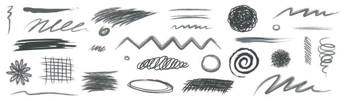 Collection of Pencil brush crayon marker chalk texture line stroke element set. Hand drawn crayon pencil brush stroke texture line charcoal shape. Chalk scratch hand drawn style background. vector